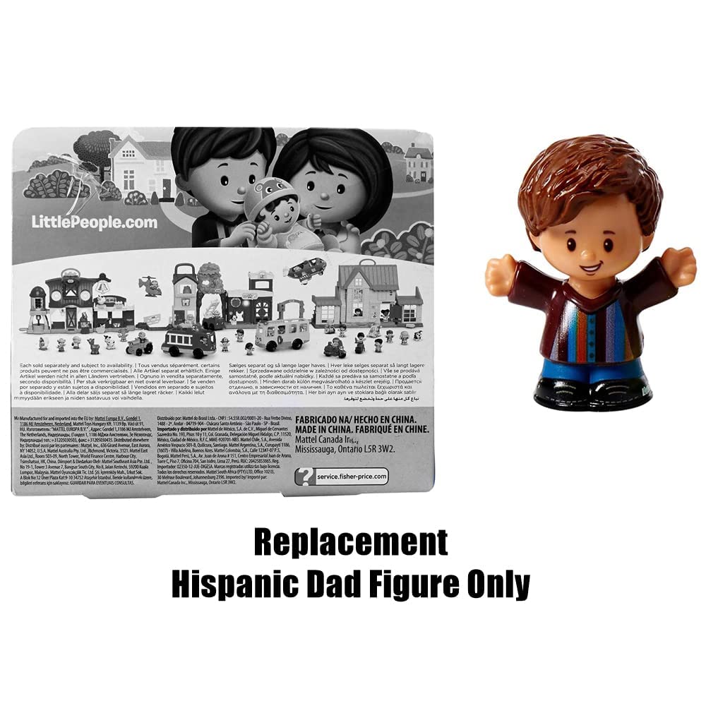 Replacement Part for Fisher-Price Little People Big Helpers Family - FTL14 ~ Replacement Hispanic Dad Figure ~ Brown Hair