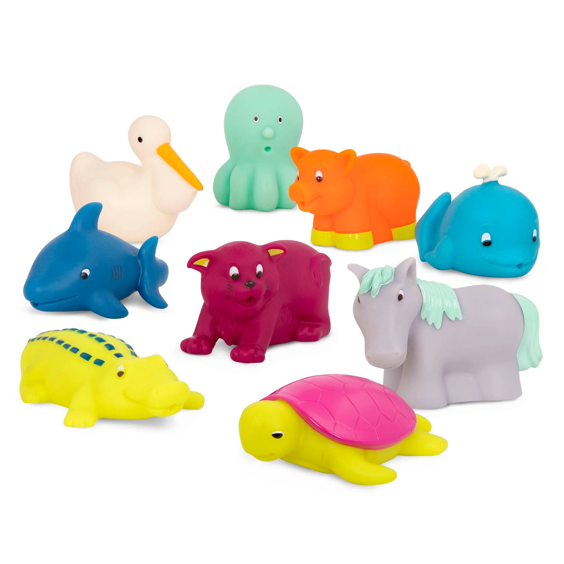 B. toys Animal Bath Squirts, Squish & Splash, 9 Water Squirts Toy