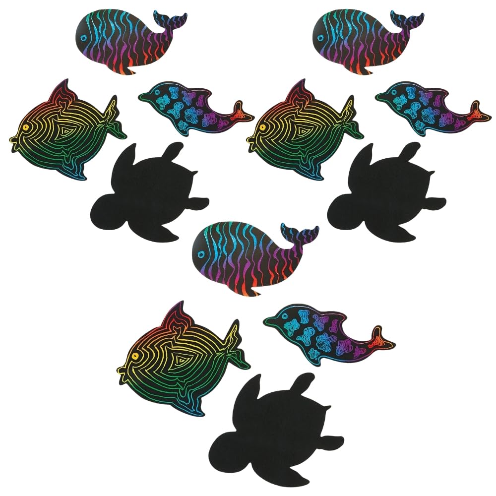 Fun Express Sea Life Magic Scratch Shapes - VBS Vacation Bible School Supplies/Decor - Crafts for Kids and Fun Home Activities