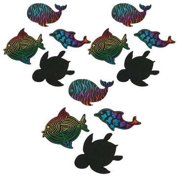 Fun Express Sea Life Magic Scratch Shapes - VBS Vacation Bible School Supplies/Decor - Crafts for Kids and Fun Home Activities
