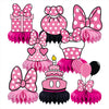 8Pcs Pink Mouse Honeycomb Table Centerpiece,Pink Mouse Birthday Party Supplies Table Decorations for Kids Party Decorations