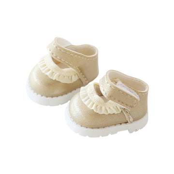 Mini Shoes for Lu bubu 17cm , Mini Shoe Accessories, Cute PU Leather Lace Shoes Suitable for 17cm Lu bubu, Dress Up Shoe Replacement Gold