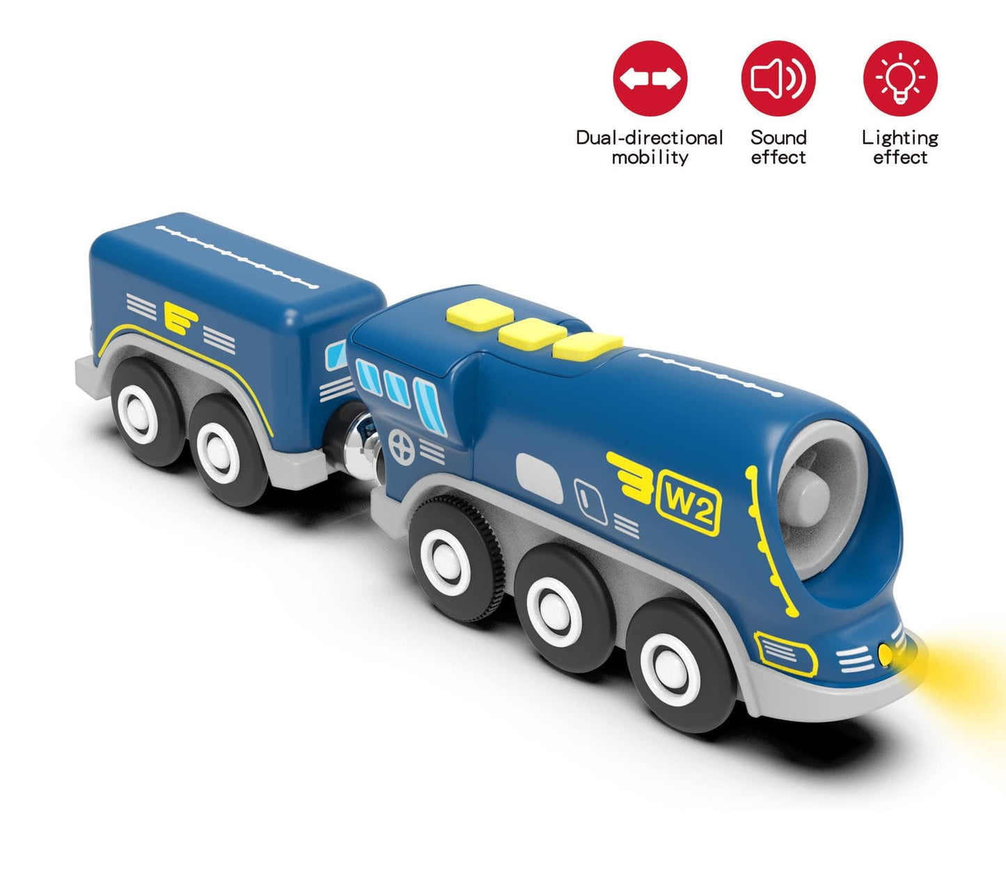 Z MAYABBO Battery Operated Locomotive Trains for Wooden Tracks, Powerful Engine Toy Train Vehicle for Railway Track, Science Fiction Train Car Series