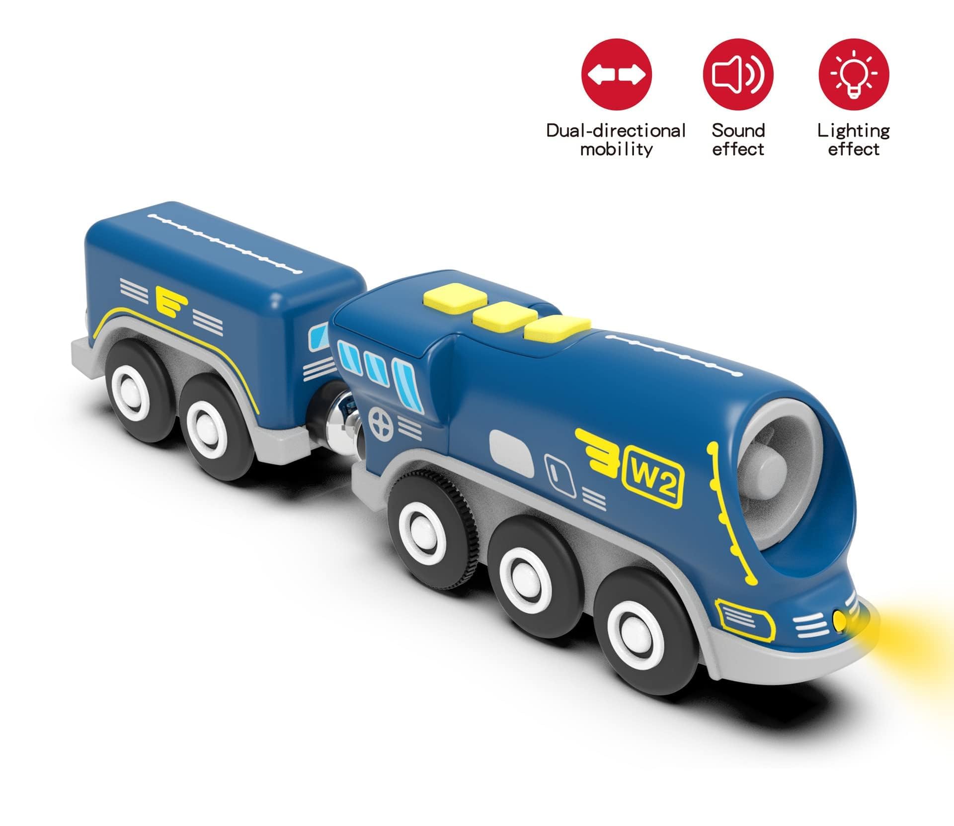 Z MAYABBO Battery Operated Locomotive Trains for Wooden Tracks, Powerful Engine Toy Train Vehicle for Railway Track, Science Fiction Train Car Series
