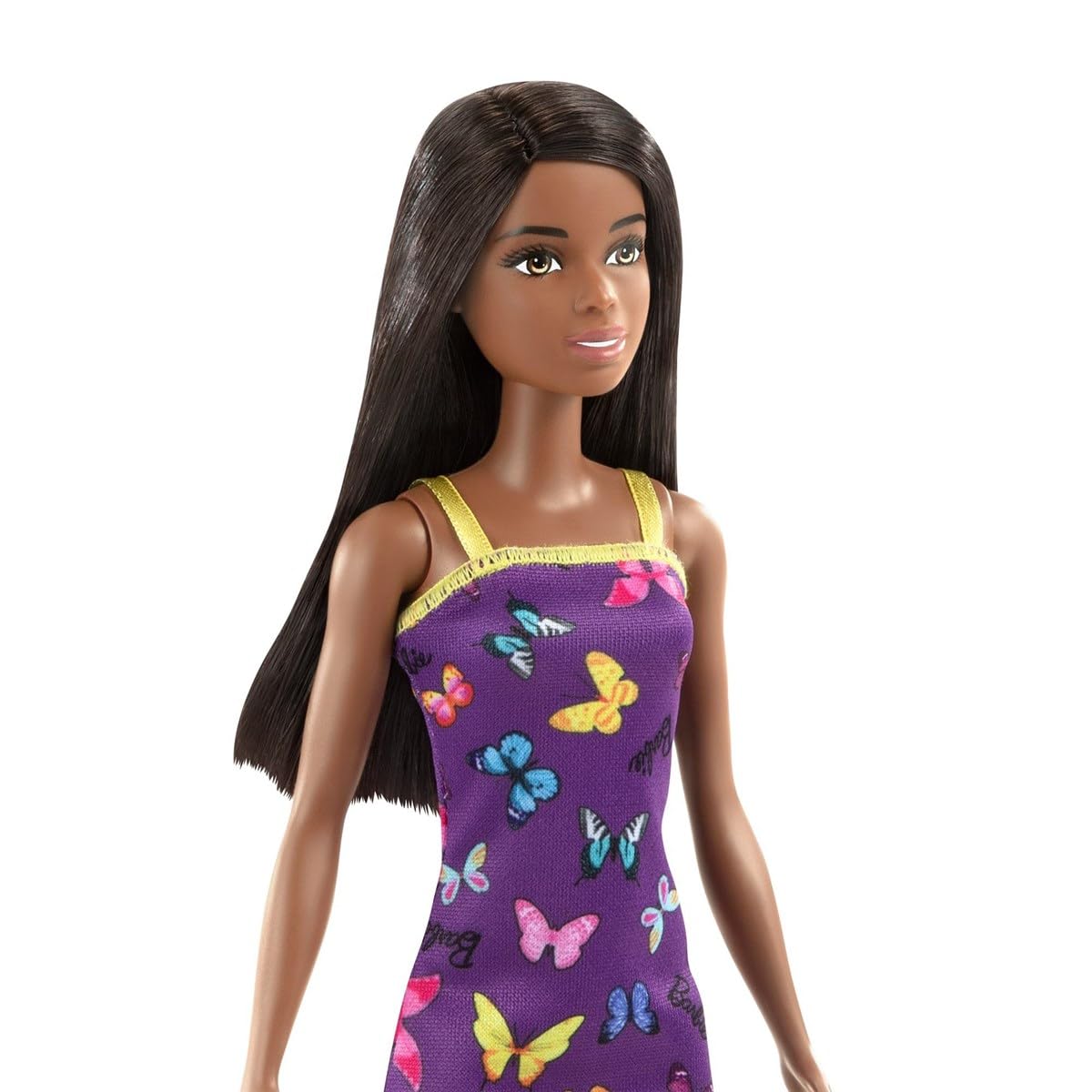 Barbie Doll (11.5 Inches) with Colorful Butterfly and Barbie Logo Print Dress & Strappy Heels, Ages 3 & Up