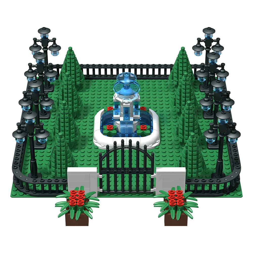 Nicolababe Building Block Education Toy - Street Lamp Street Light & Tree Fences Sets & Entrance Door and Park Fountain - Building Bricks Accessories