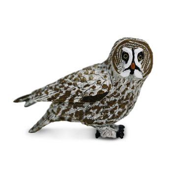 Safari Ltd. Great Grey Owl Figurine - Realistic 2.5" Bird Figure - Educational Toy for Boys, Girls, and Kids Ages 3+