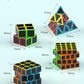 Roxenda Speed Cube Set, Speed Cube Bundle of 2x2 3x3 4x4 and Pyramid Cube Smoothly Magic Cubes Collection for Kids Teens & Adults [4 Pack] (Carbon