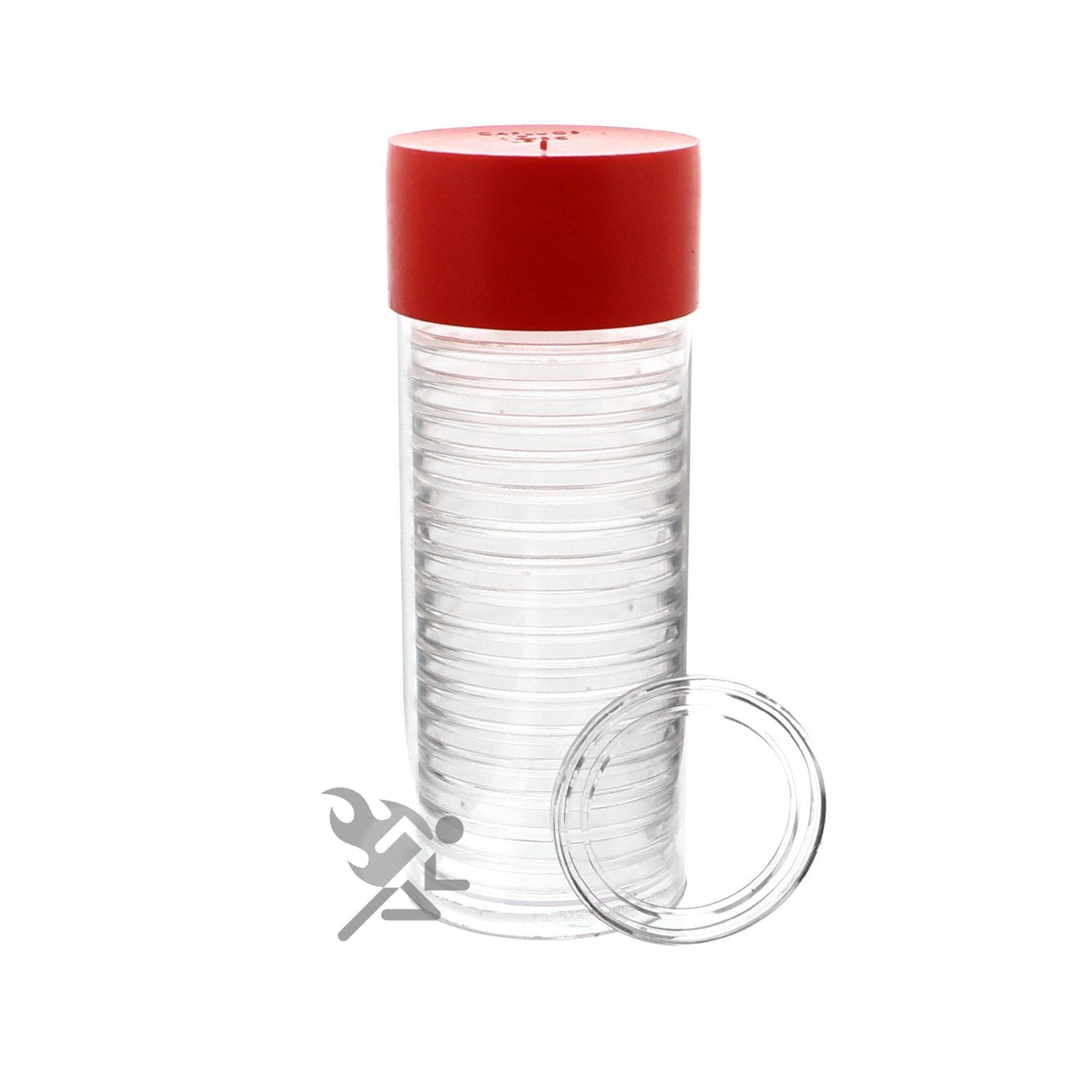 OnFireGuy 20pcs 32.7mm Direct Fit "H32" Coin Holders & Capsule Tube with Red Cap Lid for 1oz Gold Eagles | Capsules & Storage Tube for American Gold