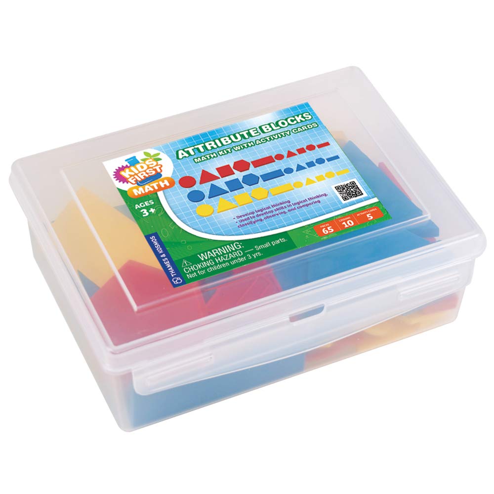 Kids First Math: Attribute Blocks Math Kit with Activity Cards | Develop Skills in Logical Thinking, Classifying, Comparing | Visual Hands-on Math