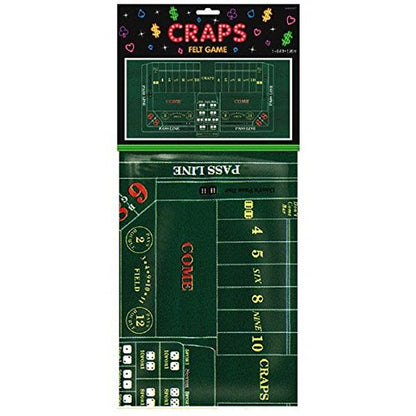 Premium Green Craps Felt Game Board - 36" x 72" (1 Pc.) - Supreme Durability, Unique & Fun Party Gaming Experience - Ideal for Any Events