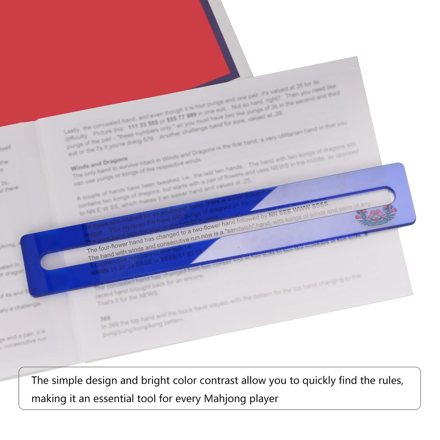 Zynoro Mahjong Line Finder,2 Pack Bright Mahjong Rules Helper,Beginner Mahjong Rules Reader,Perfect Mahjong Gift for Players(Blue)