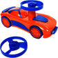 Spinz Race Car with Flying Disc Launcher, Pull Back Bumper Toy Racer, Kids, Boys, Girls Gift, Red & Blue, Ages 3+