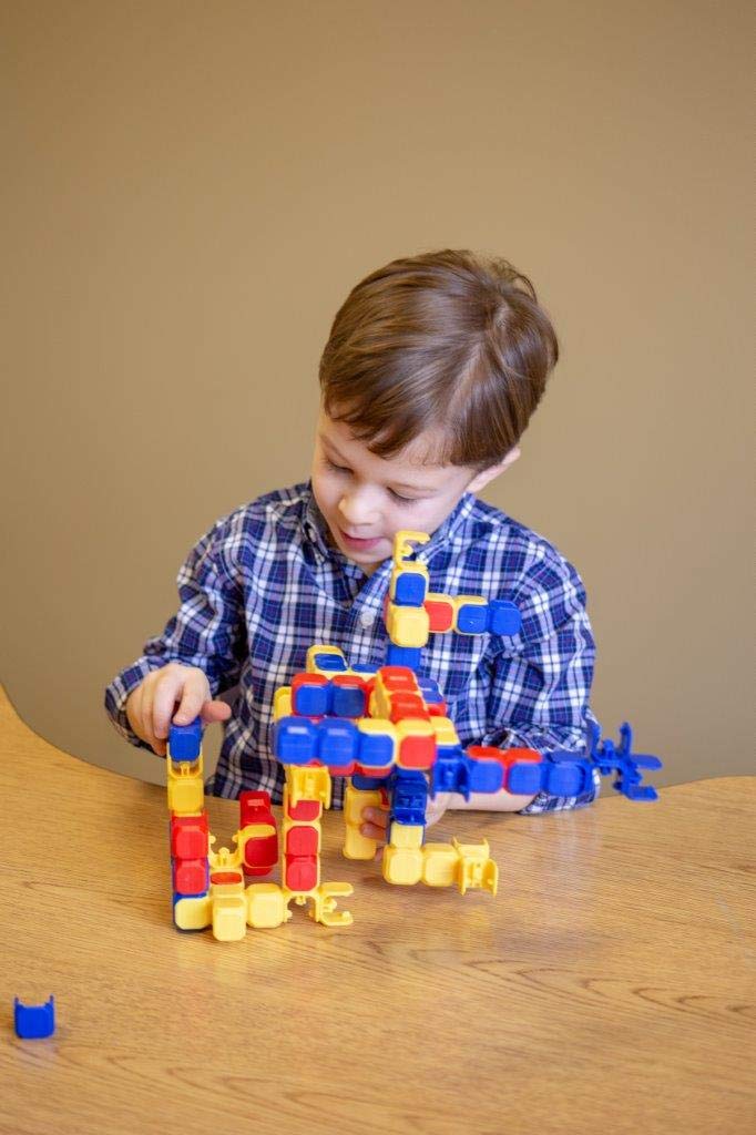 POPULAR PLAYTHINGS LinkaBlox Deluxe Snap Together Building Toy, Click Block Construction Set for Kids, Stem Play Ages 4 & Up - 126 Pieces