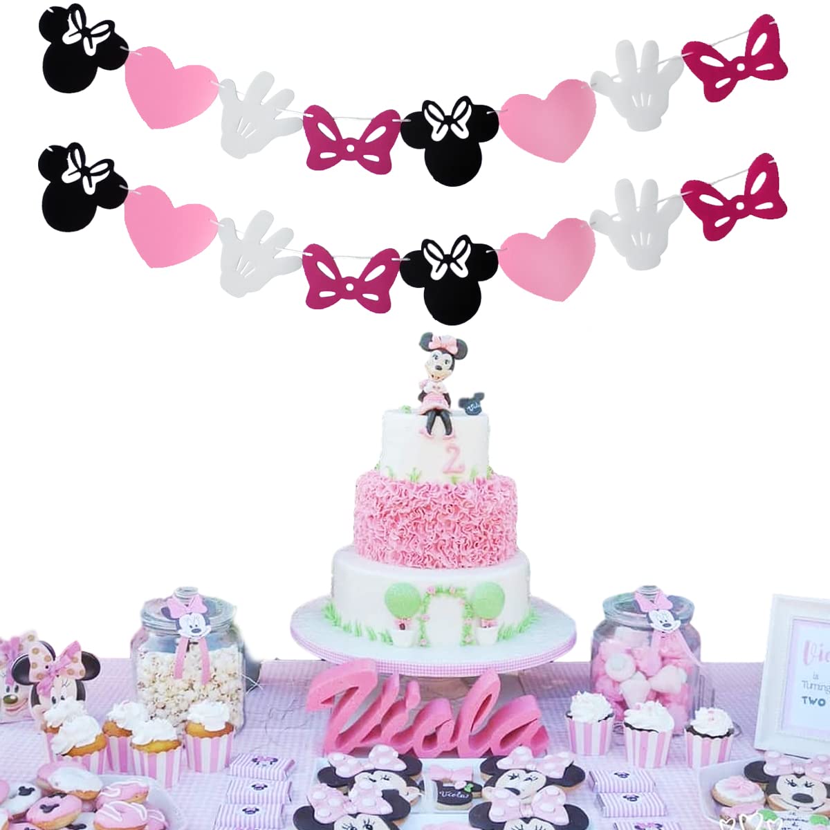 Minnie Themed Felt Garland Birthday Party Banner Decoration Supplies 2 article