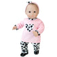 Sophia's 3 Piece Long Sleeve Velour Shirt, Dalmatian Print Pants and Matching Headband Set for 15 Inch Baby Dolls, Pink/Black