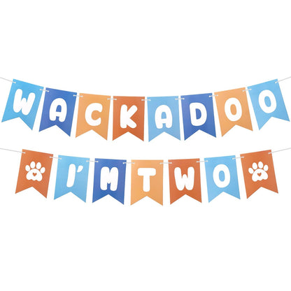 Blue Orange Birthday Decoration Banner, Blue Dog Birthday Party Decoration for 2nd Boys Girls Party Celebration