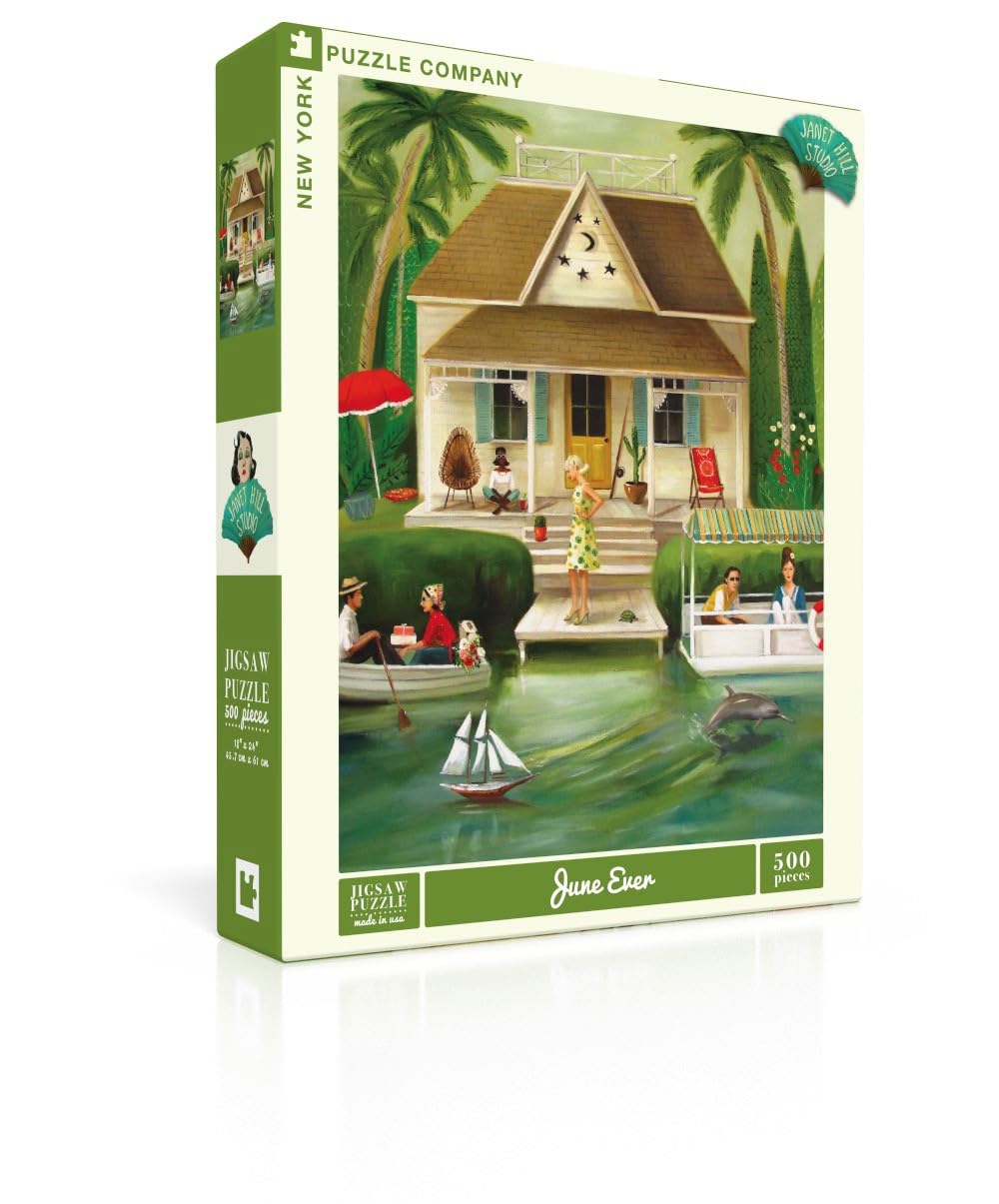 New York Puzzle Company - Janet Hill Splendid Summer Home - 500 Piece Jigsaw Puzzle for Family Game Nights by Janet Hill
