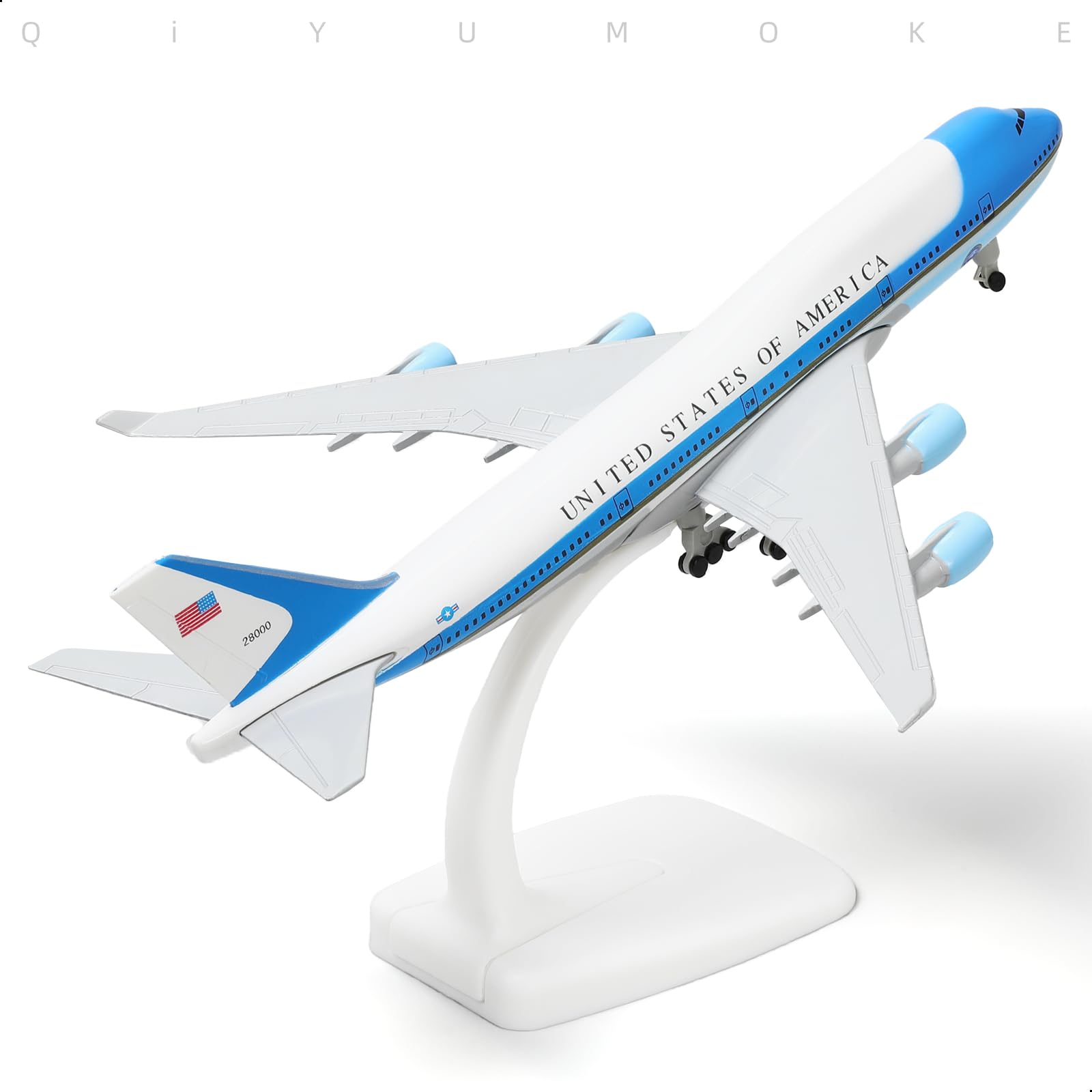QIYUMOKE 1/300 Air Force One Metal Airplane Model 747 with Stand (7.8-inch L) for Boeing 747 VC-25A Diecast Airplane Model kit for Adult Aviation