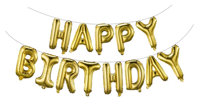 Gold Happy Birthday Balloons Banner 16 Inch Mylar Foil Letters, Inflatable Party Decor and Birthday Decorations for Women, Men, Boys & Girls Kids