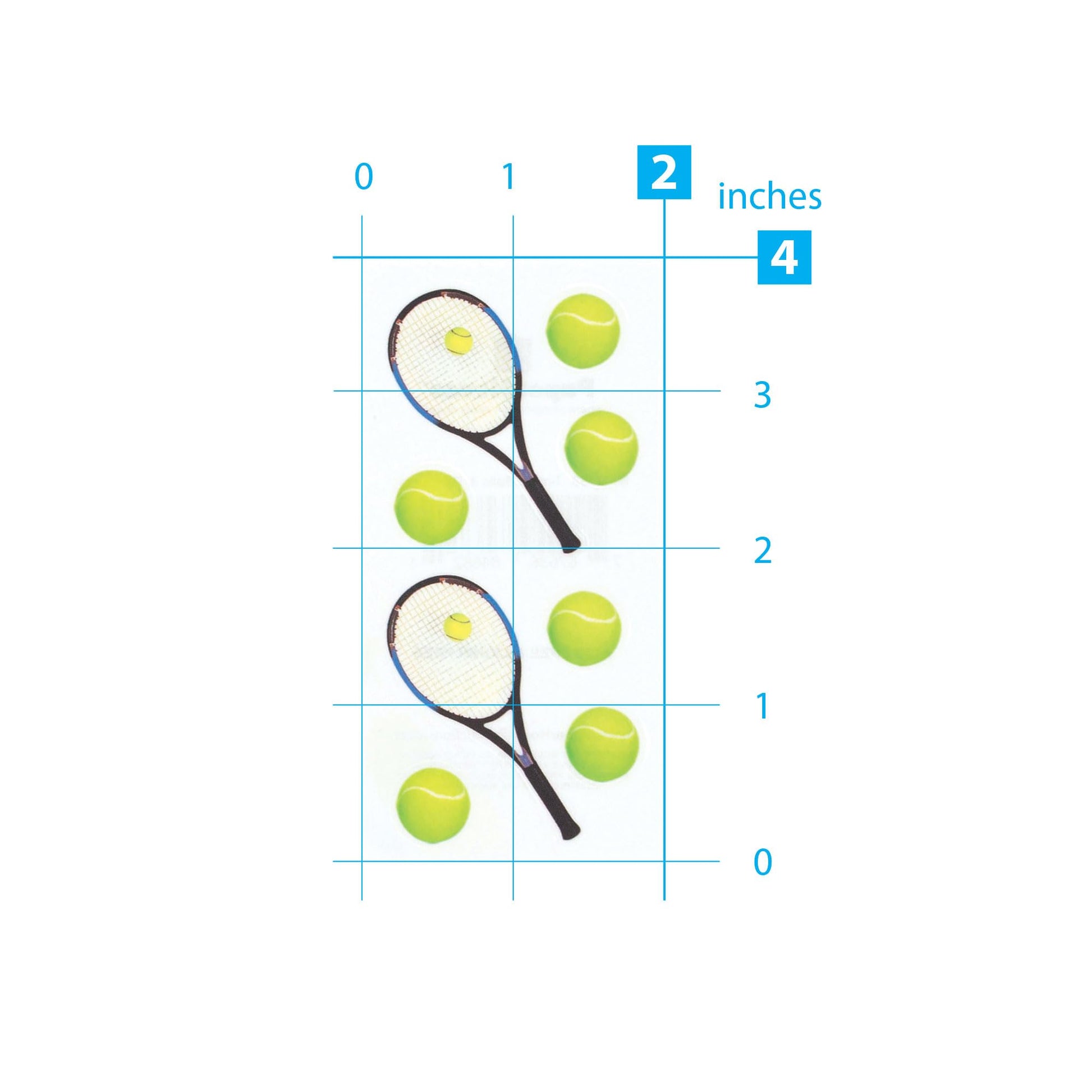 Paper House Productions Pack of 3 2" x 4" Sticker Sheets for Crafts, Scrapbooking & Collecting - Tennis Balls & Raquets 6 Pack