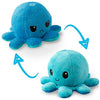 TeeTurtle Reversible Octopus Plushie 4-Inch Angry Light + Dark Blue Two-Sided Flip Plush Toy with Embroidered Details - Cute Mini Collectible Plush