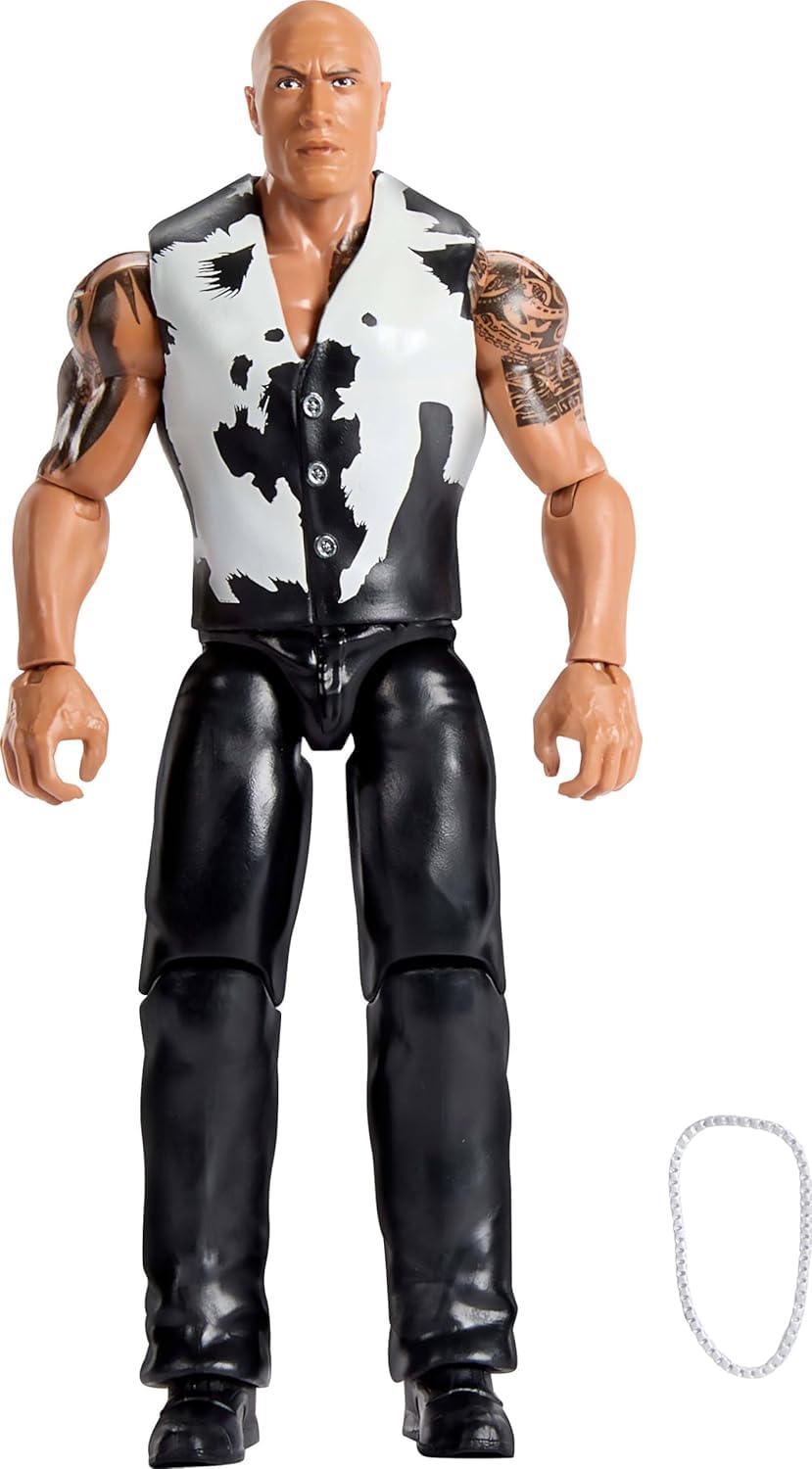 WWE Mattel The Rock Action Figure, Main Event Series Top Pick, 6-inch Collectible Superstar with 14 Articulation Points & Life-Like Look