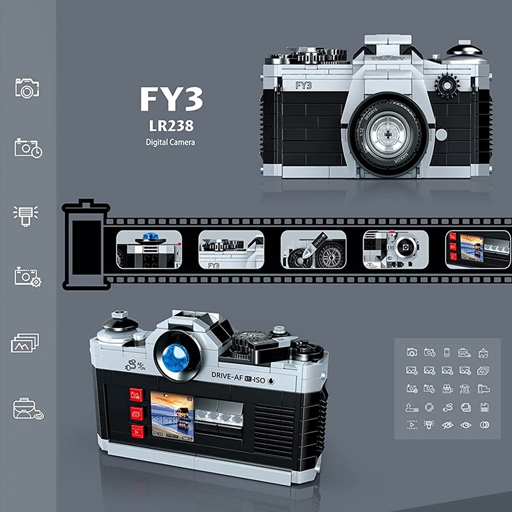 NC Uvini Building Blocks Camera, DIY STEM Toys, Building Construction Brick Set Best Gift for Adult, Teens, Collectible Model Digital Camera to Build