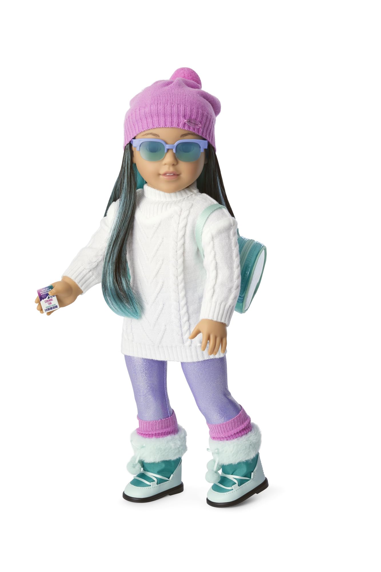 American Girl Corinne Tan Girl of the Year 2022 18-inch Doll Accessories with Hat, Sunglasses, and Backpack, For Ages 8+