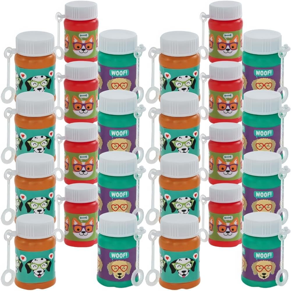 Dog Party Mini Bubble Bottles - Toys - 24 Pieces