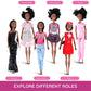 Liberty Imports 6 Set of African American Black Toy Dolls - 11.5" Premium Fashion Style Diversity Role Play Dolls, Bundle Variety Pack for Kids, Girls