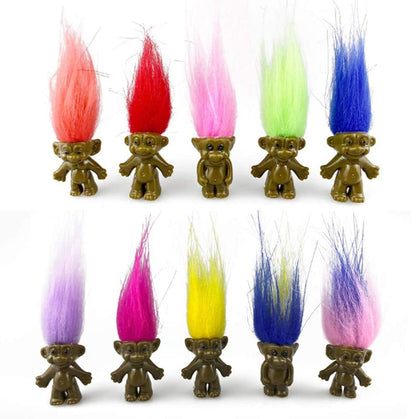 Yintlilocn 10PCS 1.2" Black PVC Vintage Lucky Troll Dolls,Mini Trolls Doll