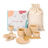 MONT PLEASANT Montessori Toys Sensory Bin Toys for Toddlers Set of 9 Wooden Waldorf Toys Wooden Scoops and Tongs for Transfer Work and Fine Motor