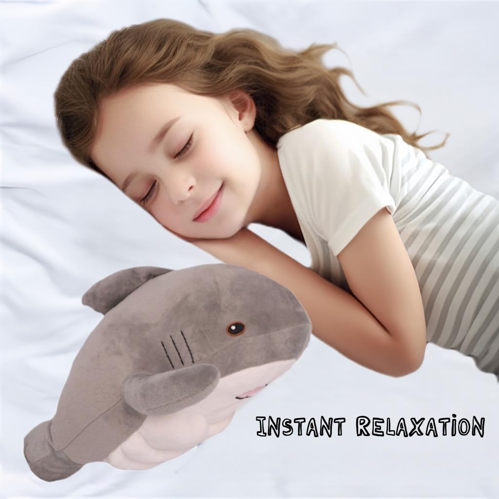 NCAIUNAE Muscle Shark Stuffed Animal - Cute 3D Muscle Shark Pillow Plush Toy?Gifts for Kids - 13.8inches?Grey?