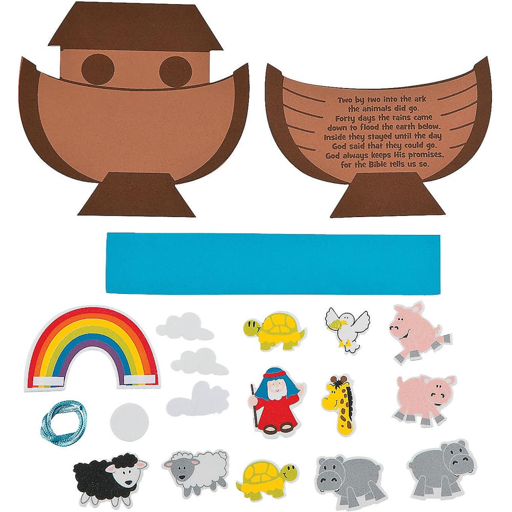 Fun Express Noahs Ark Craft Kit - Makes 12 - Sunday School, Religious Crafts for Kids - VBS Vacation Bible School Supplies/Decor