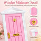 Yardwe Mini Wooden Fairy Door with Spire Design, 1:12 Scale Dollhouse Accessories for Decoration, Pink Door with Key for Christmas, Birthday, Wedding