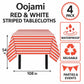 Oojami Pack of 4 Red & White Striped Tablecloths - 54" x 108" - Premium, Reusable, Waterproof Plastic for Parties, Picnics & Events