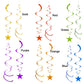 AimtoHome Rainbow Party Star Swirl,Foil Ceiling Hanging Swirl Decorations with Star, Whirls Decorations for Party, Pack of 36,Green Red Yellow Blue