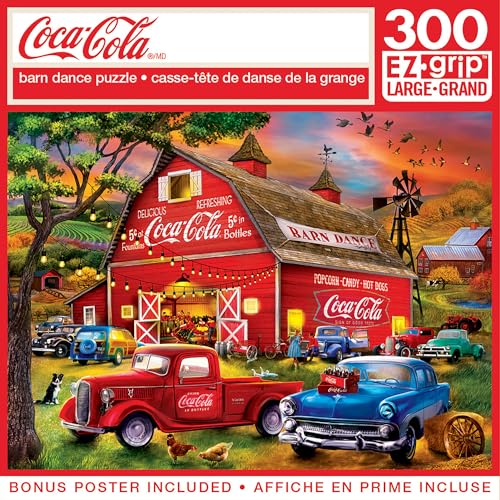 MasterPieces Coca-Cola - Barn Dance 300Pc Ezgrip Puzzle - Jigsaw Puzzle with Vibrant Artwork and Durable Pieces - Fun Family Activity, Brain