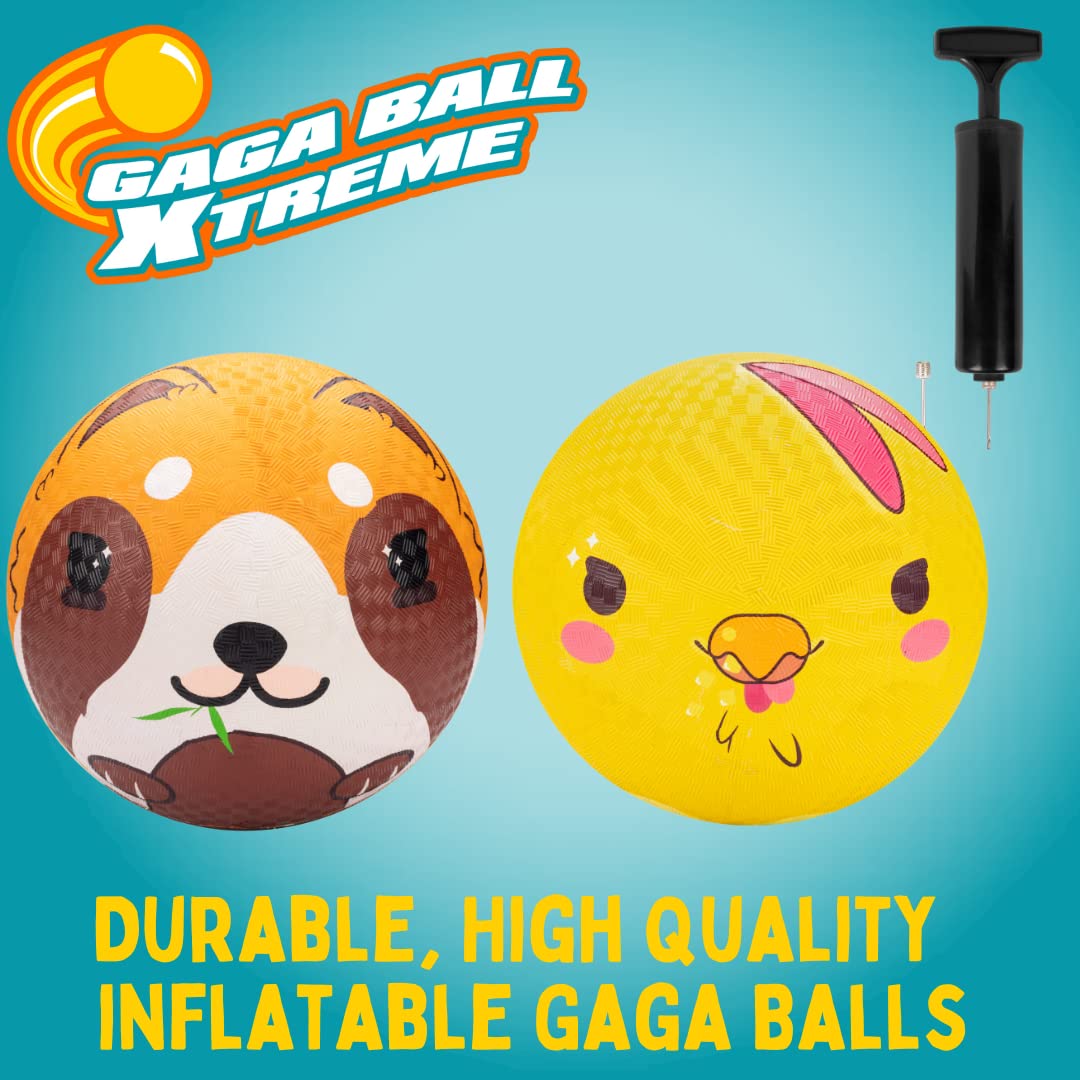 SCS Direct Playground Balls, 8.5 in Rubber Gaga Balls with Air Pump, 2 Pack
