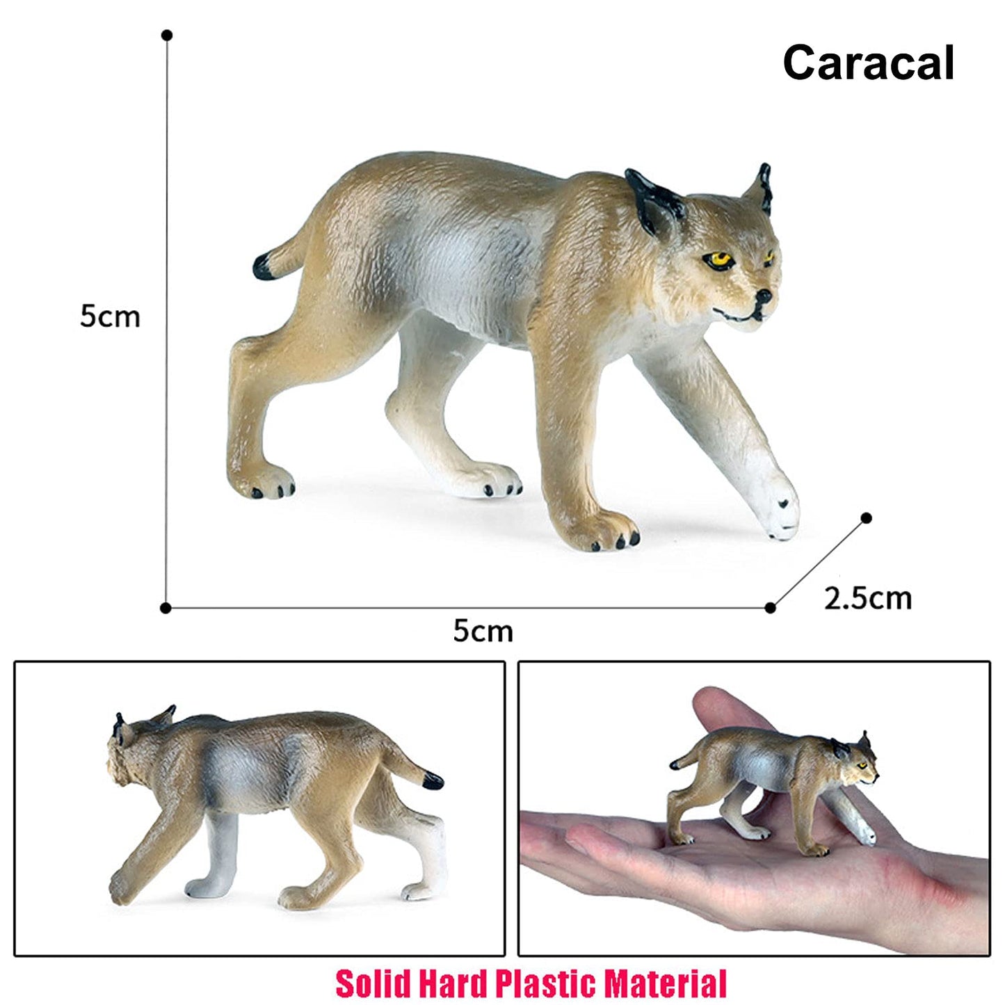JOKFEICE Animal Figures Plastic Caracal Animals Action Model Science Project, Learning Educational Toys, Birthday Gift, Cake Topper, for Kids