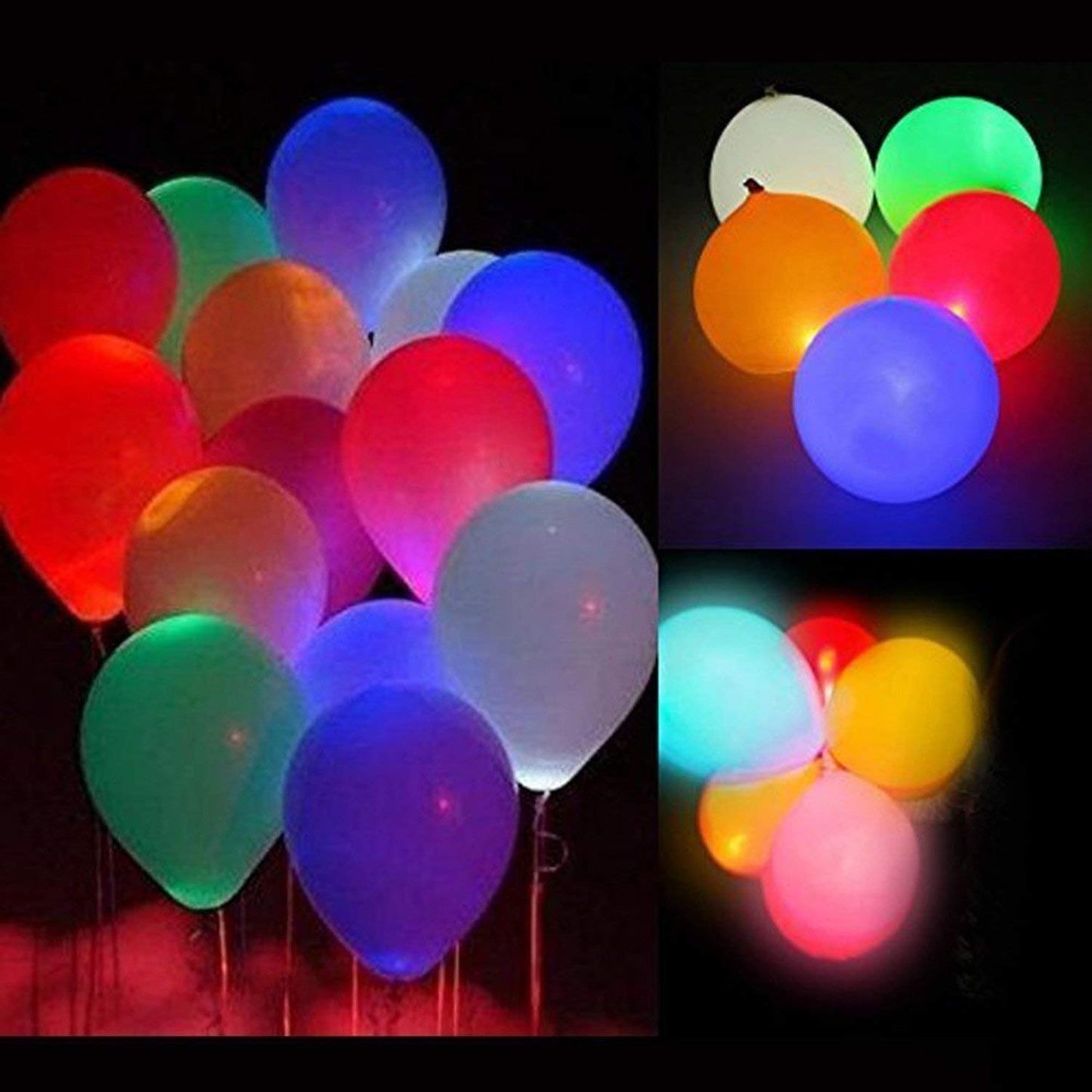 20 LED Light Up Balloons, 12 inch Neon Balloons Mixed Colors Flashing Lasts 24 Hours Glow in the dark for Birthday Glow Party Favors Supplies Wedding
