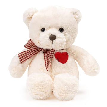Riuhot Small Teddy Bear with Heart Cute Brown Teddy Bear Stuffed Animal Soft Stuffed Bear Plush Bear Plushie Toys Gifts for Girlfriend Boyfriend Kid