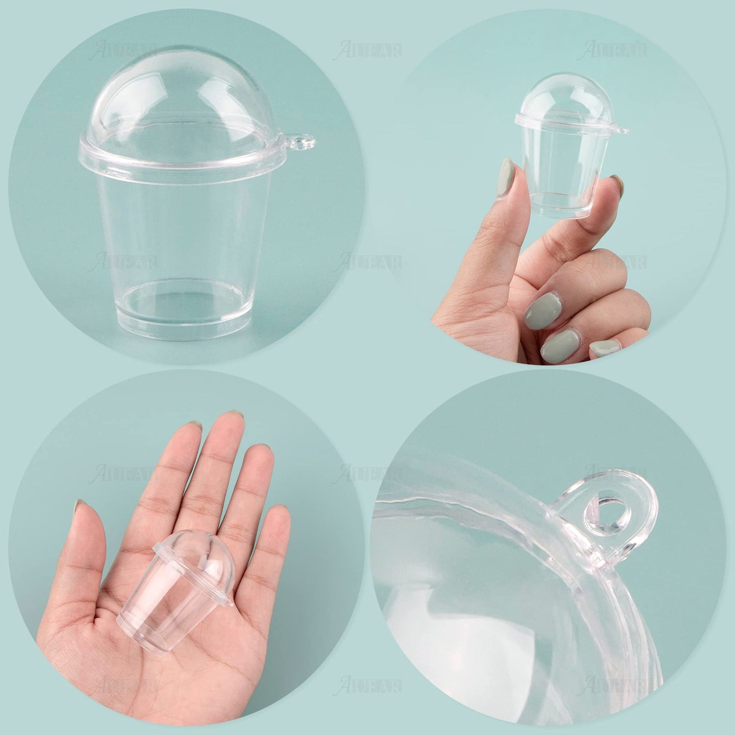 AUEAR, Mini Coffee Cups Keychain with Dome Lids Cup for DIY Scene Art Display Craft Project (20 Pack)
