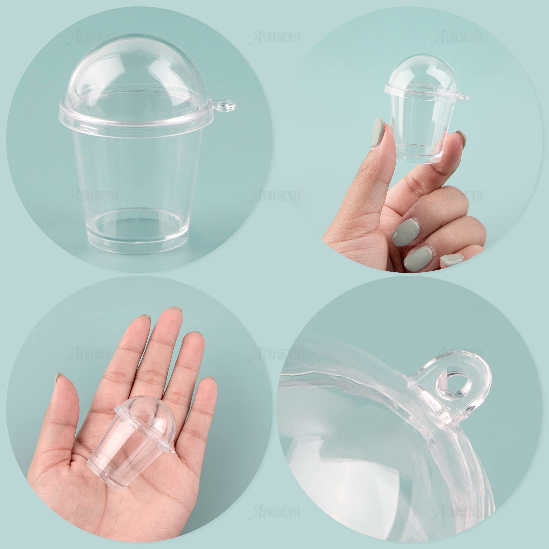 AUEAR, Mini Coffee Cups Keychain with Dome Lids Cup for DIY Scene Art Display Craft Project (20 Pack)