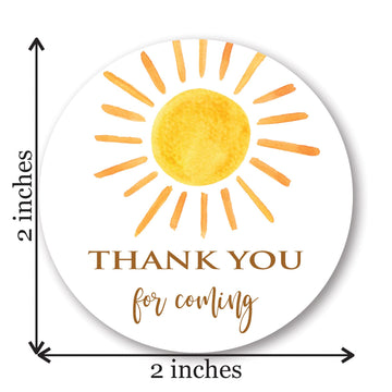 2" Round Sun Thank You Favor Sticker - Set of 40