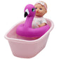 Dream Collection: 10" Bath Time Baby Doll & Flamingo Floatie Set - Onesie Outfit & Headband, Swaddle Blanket Towel, Hard Body, Water Play Toy, Kids 2+