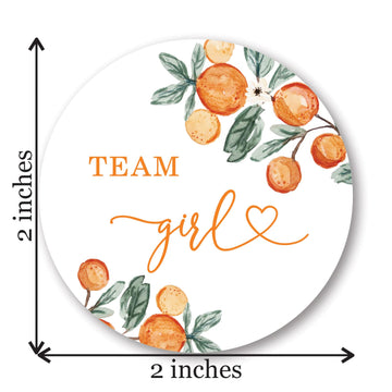 Little Cutie Orange Gender Reveal Stickers - 40 Labels (20 of Each Design)