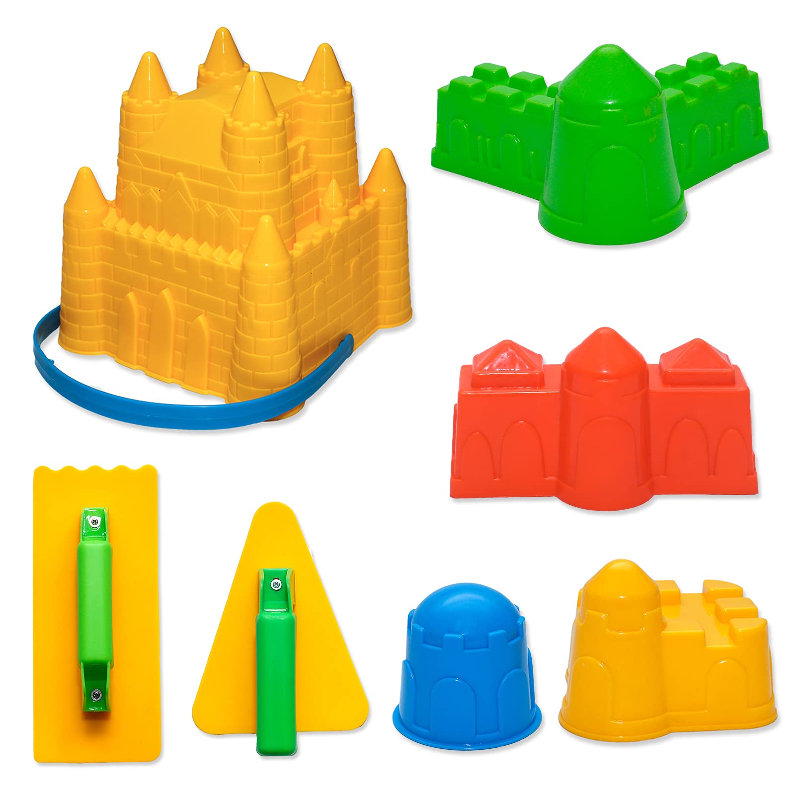 Holady 7 Pcs Beach Sand Toys Set,Includes Beach Toys Castle Molds Sand Molds, Beach Bucket,Shovel Tool Kit,Fun Outdoor Games Beach Accessories