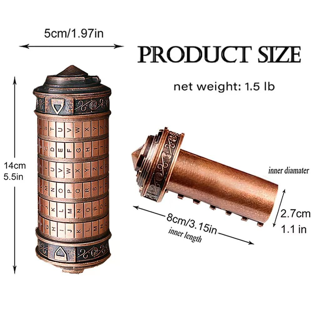 Unique Cryptex Da Vinci Code Mini Cryptex Lock Puzzle Boxes with Hidden Compartments Heavy Real Metal Novelty Birthday Big Enough for Notes,Paper